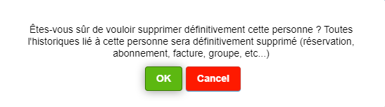 Confirmation de suppression définitive